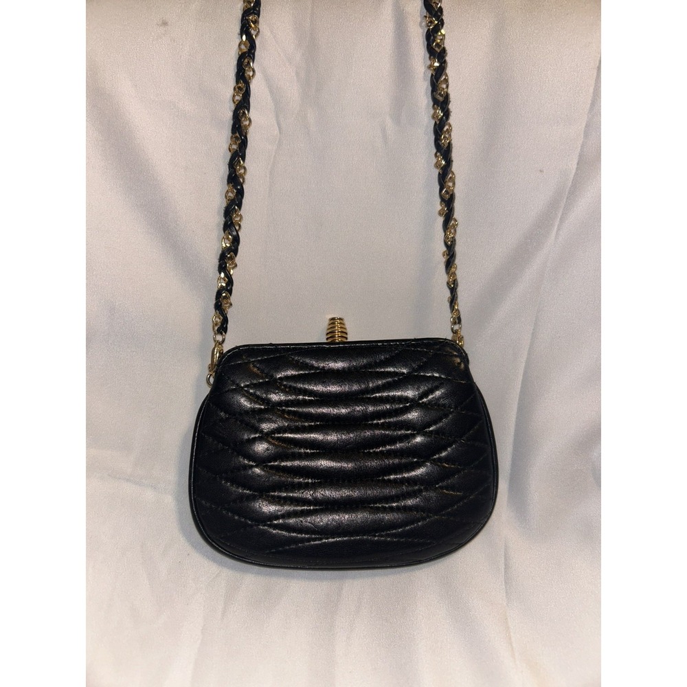 Vintage Giorgio Beverly Hills Leather Bag With Dramatic Gold Strap
